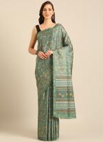 Cotton Green Casual Wear Printed Saree